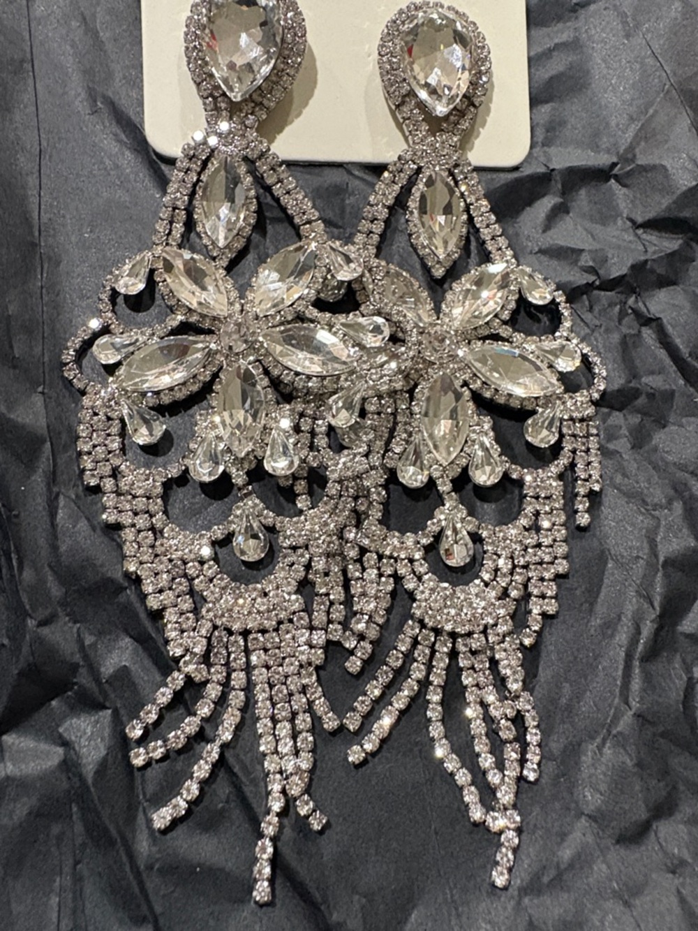 Clear Crystal Chandelier Drop Earrings - Silver-Tone Glam